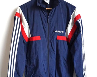 Vintage Adidas Windbreaker Jacket, Parachute Track Top, Size S