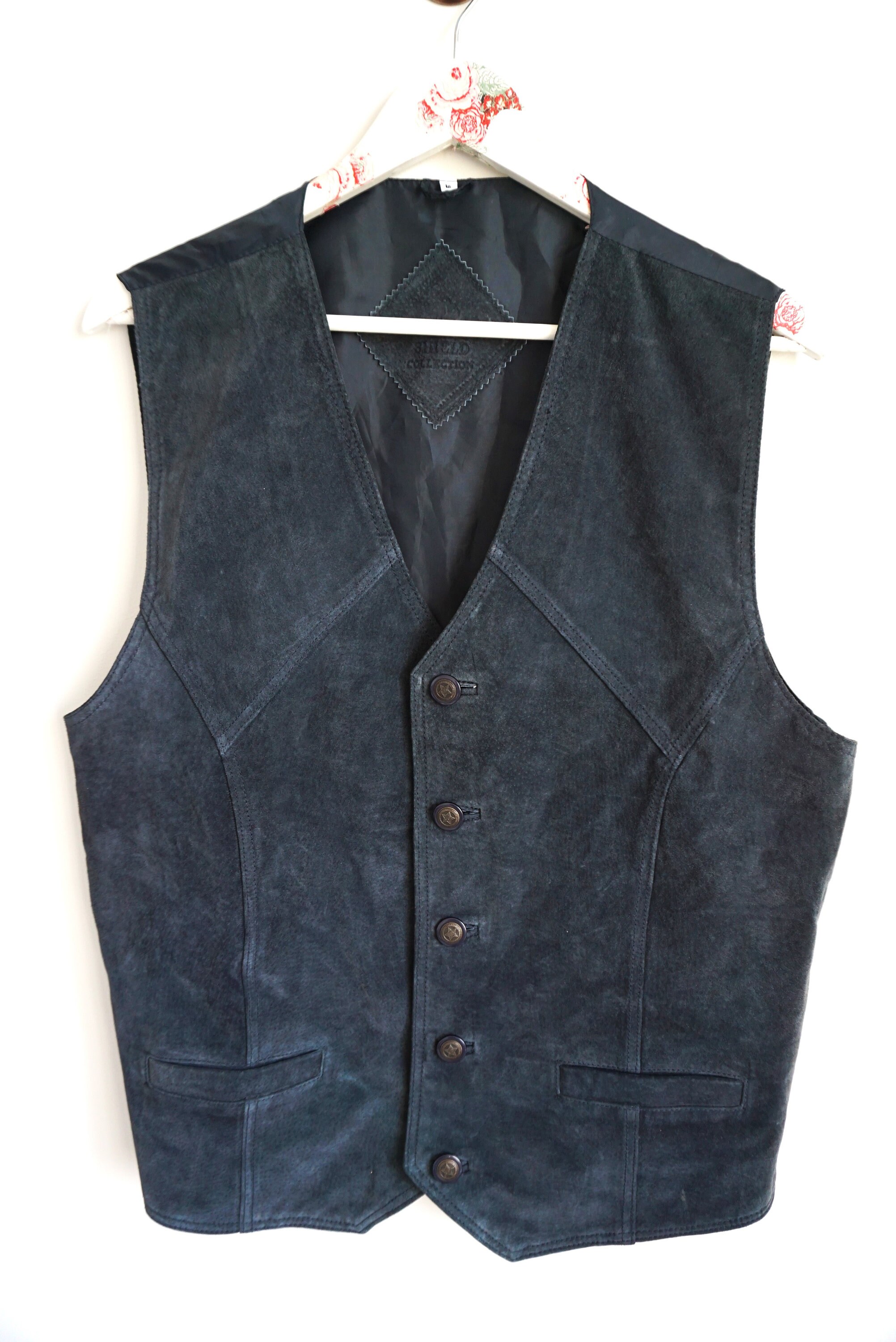 ヴィンテージブラックスエードレザーベスト - バイカーロッカー