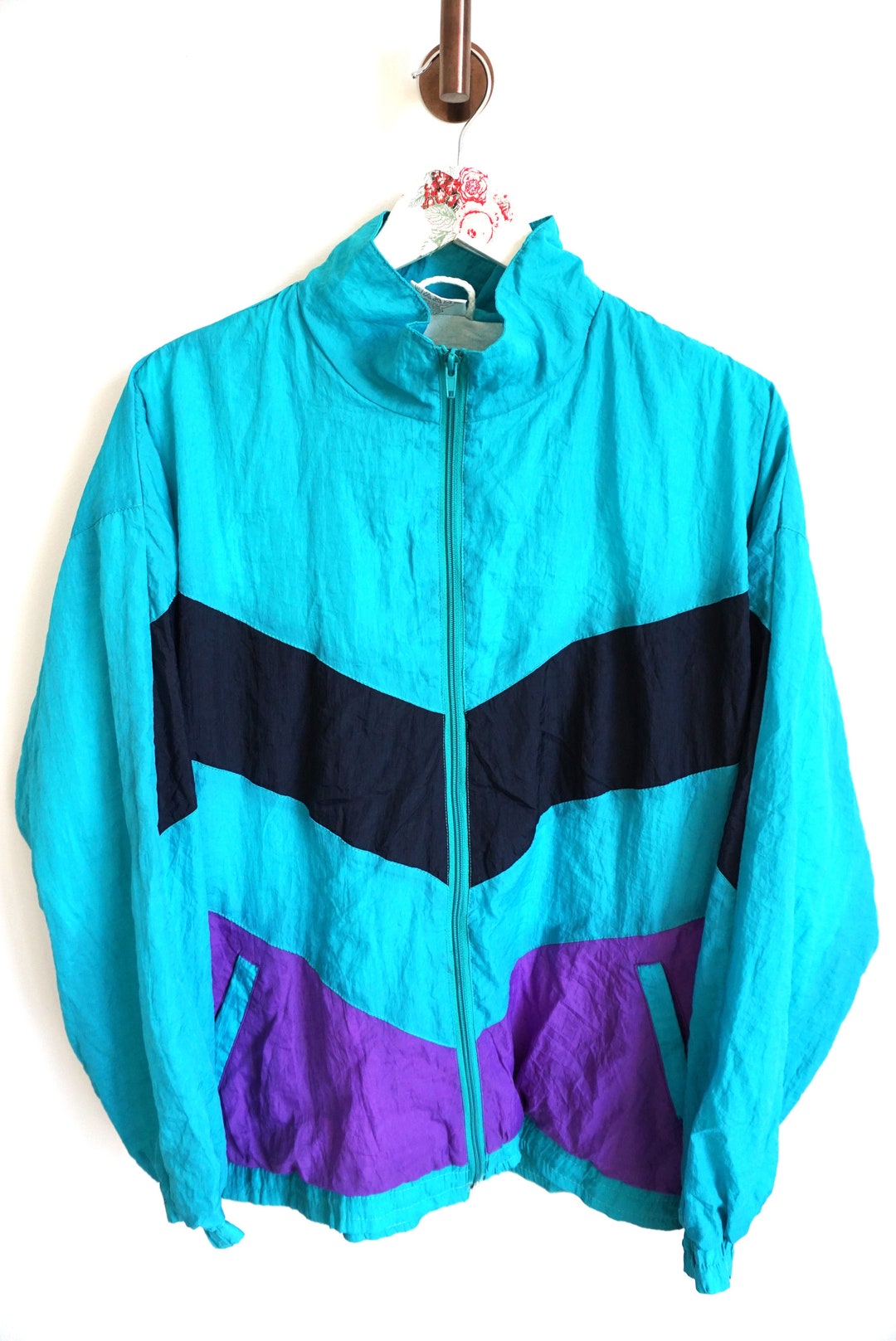Retro Color Block Jacket Vintage Color Block Windbreaker Jacket: 90s Sportswear (size S) - Etsy