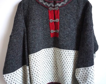 美品 ビンテージ ウール ノルディック カーディガン セーター ノルウェー Nordstrikk - Made In Norway】ヴィンテージ ノルディックカーディガン