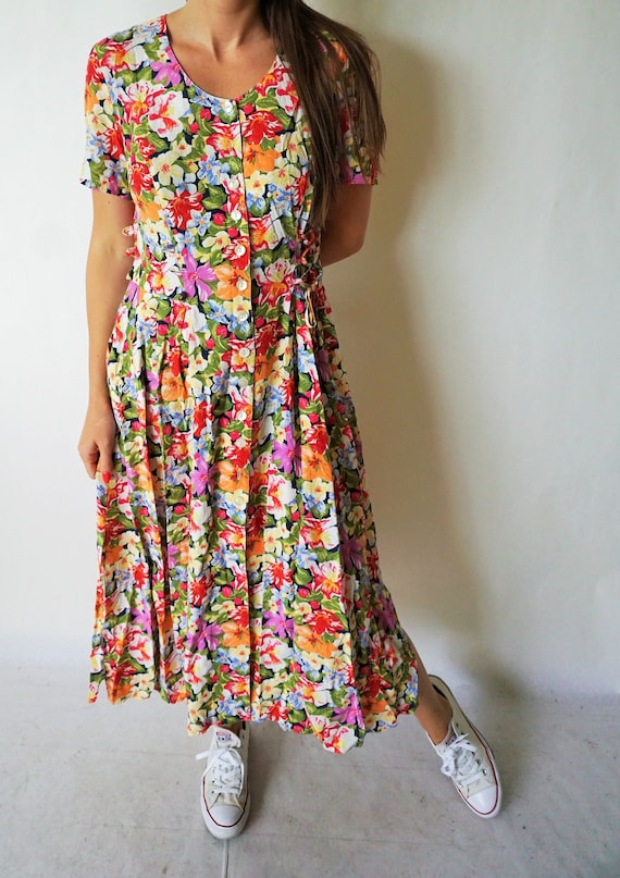Vintage Summer Dress / Sarafan / Buttons down / Fl