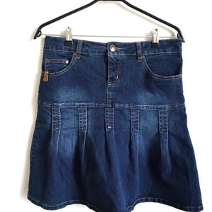 Vintage Denim Skirt / High Waist / Jean Midi Mini Blue / High Waisted / Summer / 90s / 80s / Acid Wash / M / Medium / Skirts / Jeans