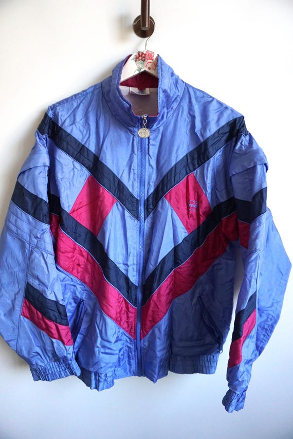 Veste Coupe-vent Bombardier Vintage à Motifs Bleu - Taille S - Occasion Très Bon état
