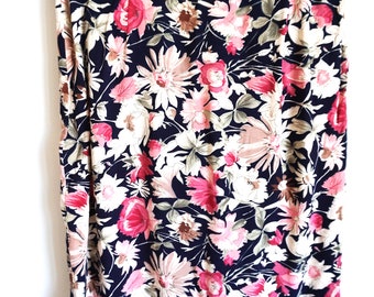 Vintage 90s Floral Two Piece Skirt Suit: Women's Medium