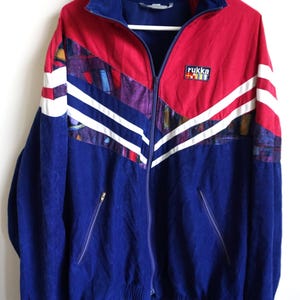 Vintage Rukka Suede Sweatshirt,  Windbreaker: Sportswear Running Jacket, Blue, Pink