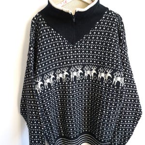 Vintage Norwegian Sweater / Norway wool / Women&#39;s / Men&#39;s / Large / L XL / Nordic / Scandinavian / Pullover / Winter Jumper Black Icelandic
