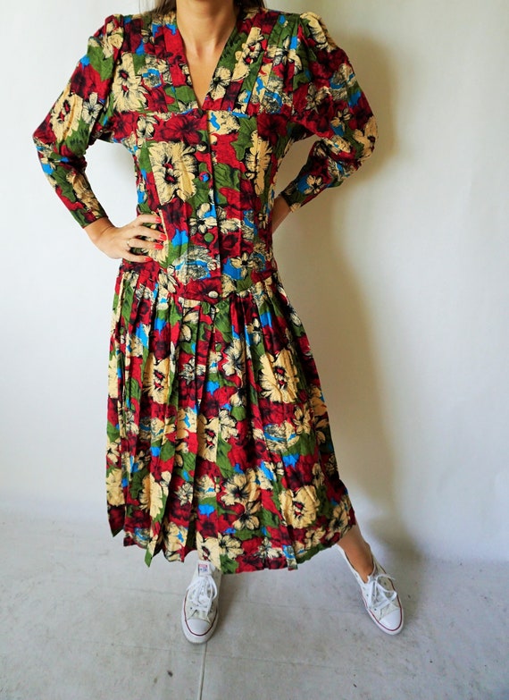 Vintage Summer Dress / Sarafan / Buttons down / Fl