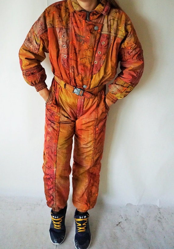 Vintage One Piece Skiing Suit / Ski Wear / Green /