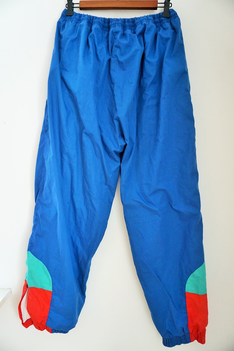 Vintage Trainers Sweatpants Pants Large L XL Tracksuit Track Trousers Sportswear Blue Joggers Running Gear Parachute