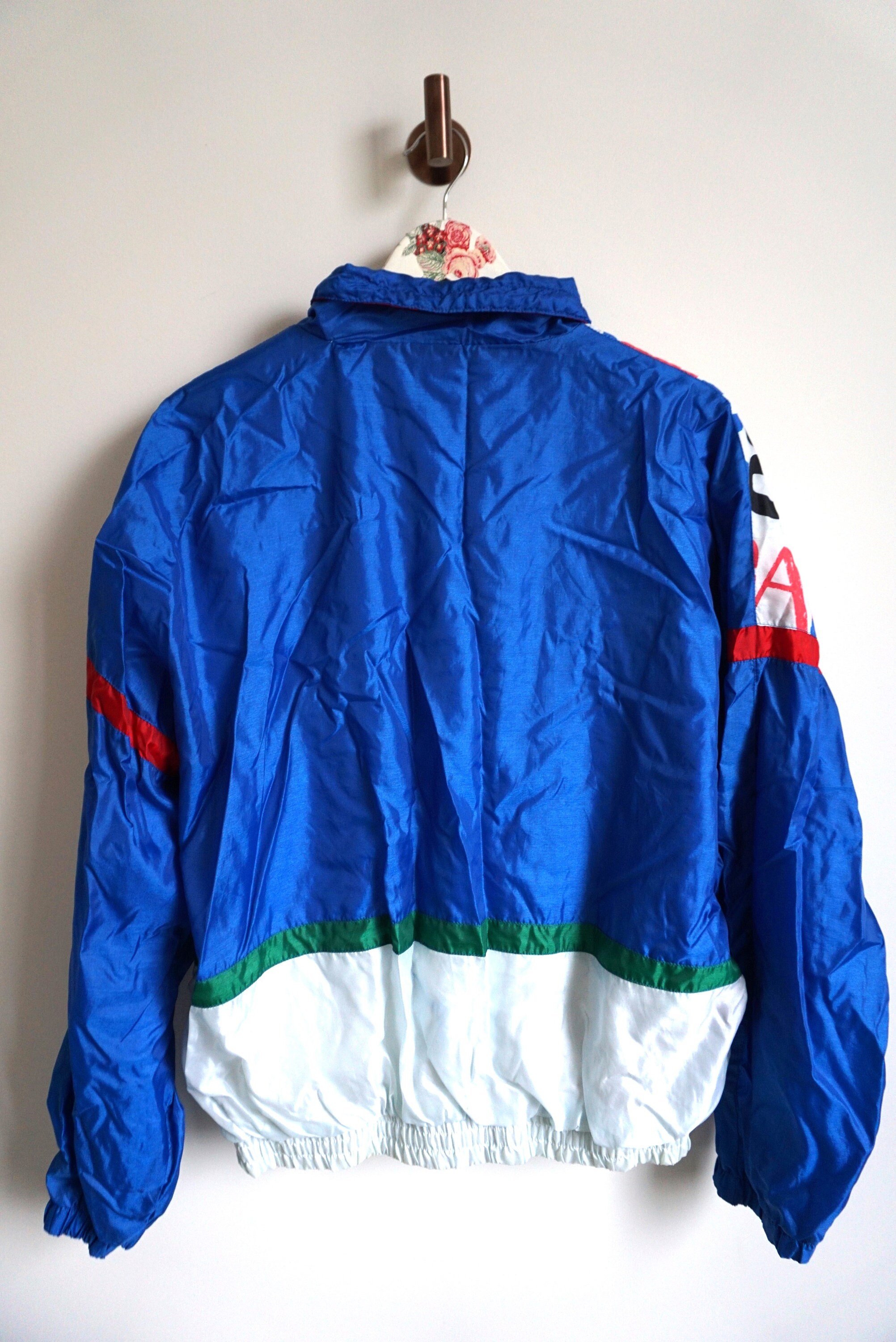 Vintage Windbreaker Jacket Sportswear Running Run Gear Outwear L XL Activewear Tracksuit Sweatshirt Parachute Blue Top Bomber Etsy Ireland