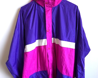 Vintage Raincoat Jacket / Rain coat / Windbreaker / L / Outwear / Activewear / Track Top / Pink / Hood / Shell / Cover / Parka / Sweatshirt