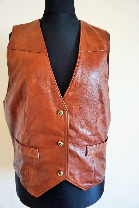Gilet En Cuir Beokeuioe Homme - Marron Velours - Style Biker Vintage - Boutons Pression