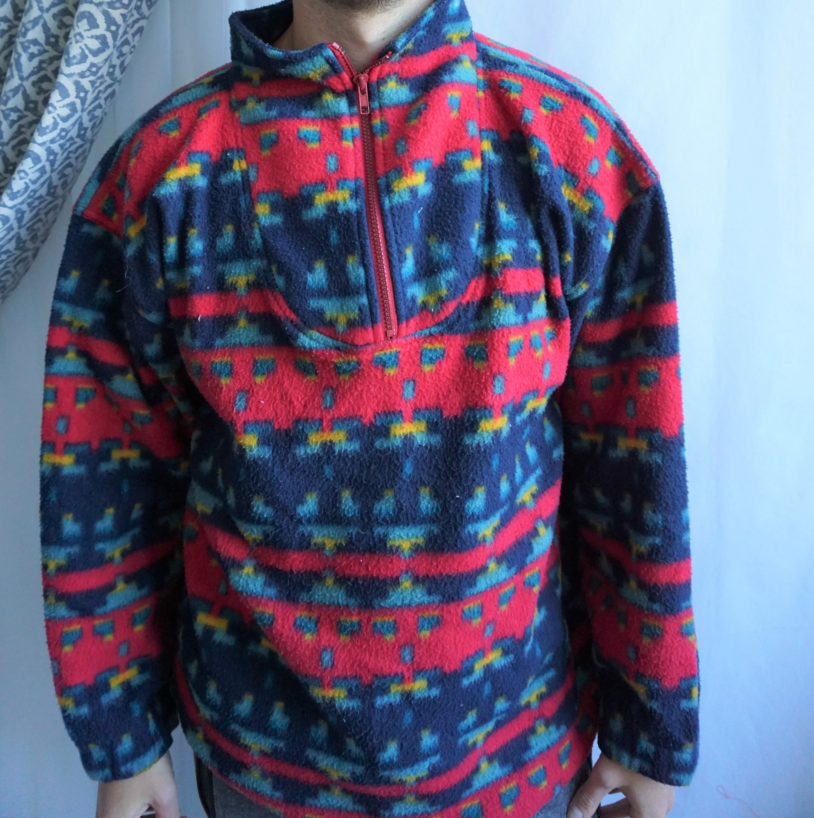 Red Fleece Pullover - Etsy