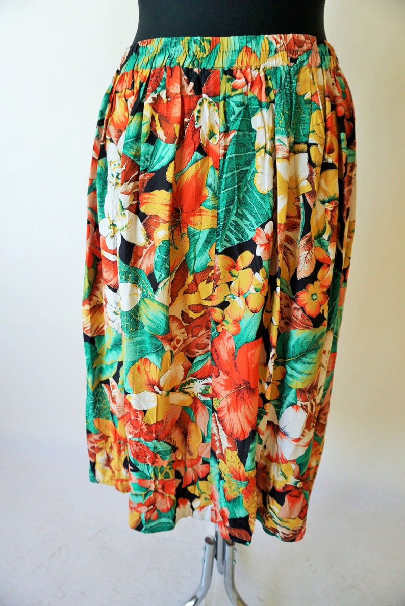 Vintage Summer Skirt Skirts High Waist High Waisted Flowers Floral Midi 90s 80s large l 44 Party Sun Romantic