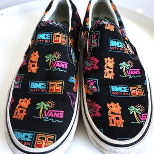 Vintage Vans Sneakers / 90s / Shoes / US 8.5 / EU 39 / UK 6 / Colorful / Trainers / Joggers / Vacay Summer Slip On / Skate Skateboarding