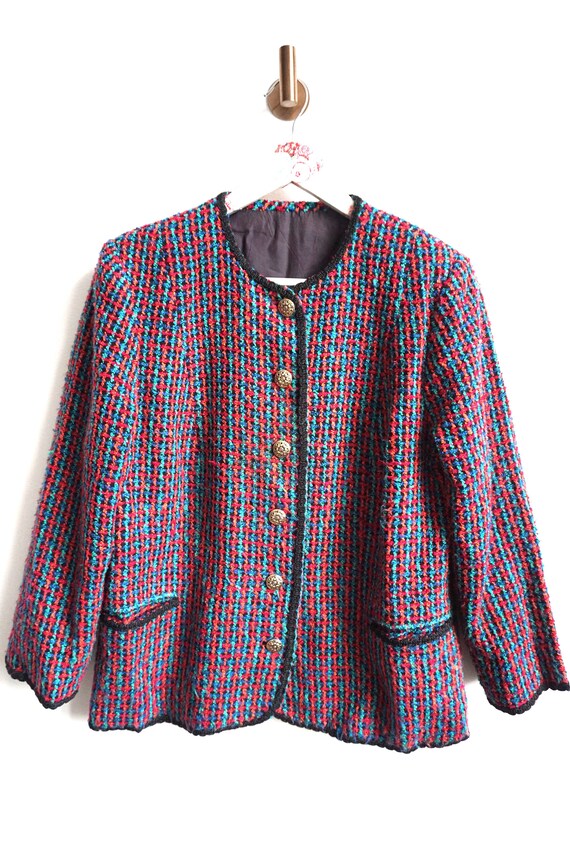 Vintage Women Blazer / Jacket Checked Check / Smo… - image 2