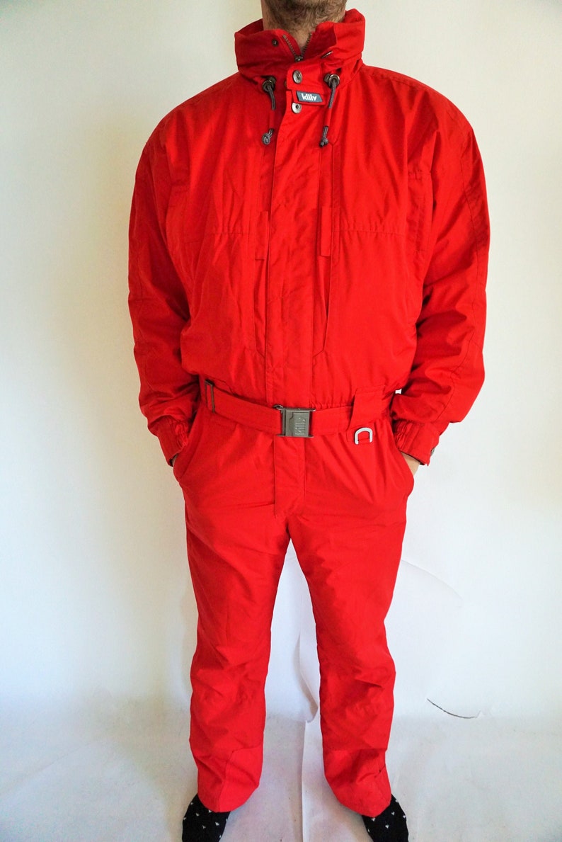 Vintage One Piece Skiing Suit  Ski Wear  Red  Skisuit  Jumpsuit  Large  L  50  Onepiece Overall Overalls  Jacket Romper  costume
