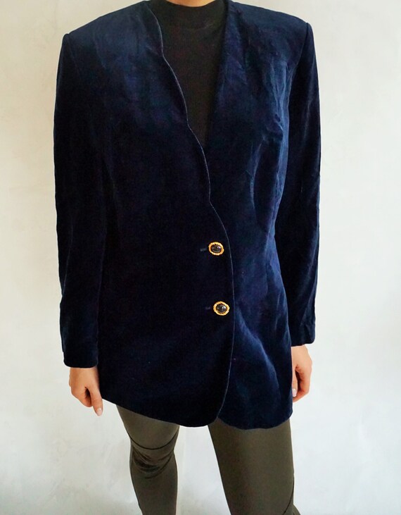 Vintage Womens Velvet Blazer Jacket Coat Outwear Maroon Red Burgundy Smoking Jacket Large L Padded shoulders