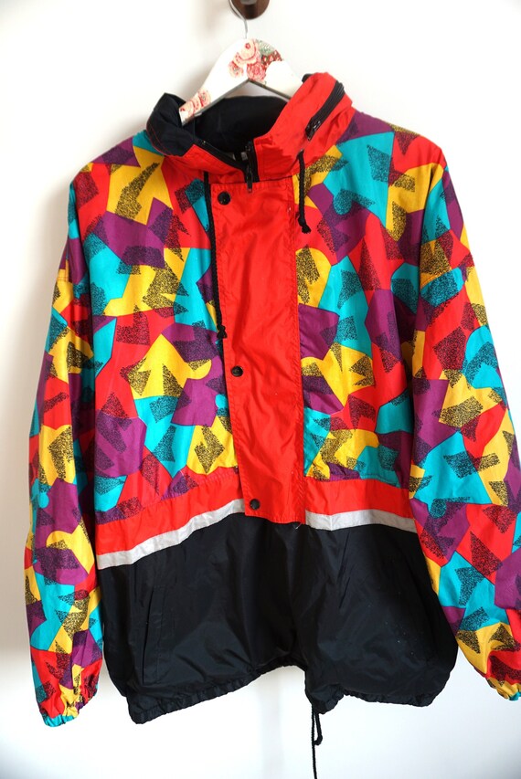 Vintage Raincoat Rain Coat Windbreaker Outwear Activewear Jacket Tracksuit Track Top Red Shell Hood L Parka Crazy Pattern Etsy Ireland