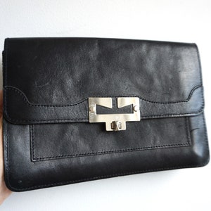Vintage lederen portemonnee handtas / tas / portfolio zwart / heren / heren / handtas / portemonnee / koffer / draagtas / clutch / portemonnees / tassen