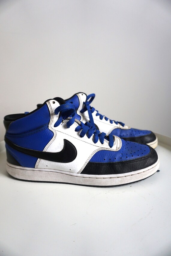 Vintage Nike Leather High Top Sneakers, Blue White Black, US  display picture 2