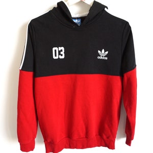 Suéter Adidas vintage / Hombre / Mujer / M / Chándal / Sudadera deportiva / Ropa deportiva / Suéter tipo pulóver Suéter negro rojo