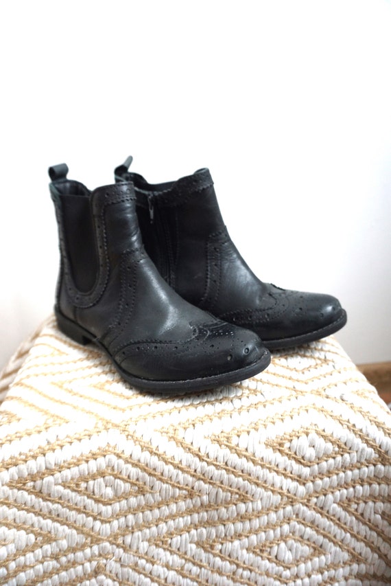 Vintage Western Cowboy Boots / Black Genuine Leat… - image 3