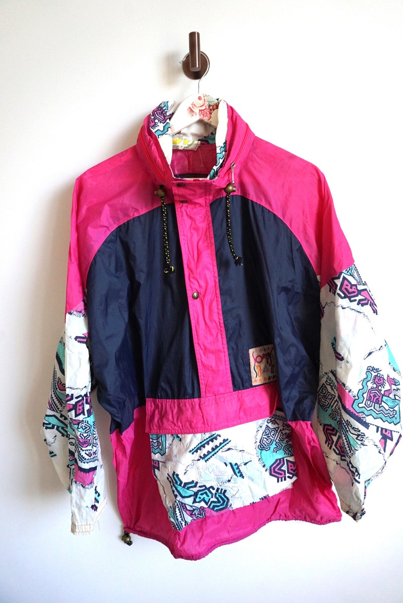 Veste imperméable vintage / Manteau imperméable / Coupe-vent / L / Vêtements d'extérieur / Vêtements de sport / Haut de survêtement / Rose / Capuche / Tissu technique / Housse / Parka / Sweat-shirt image 2