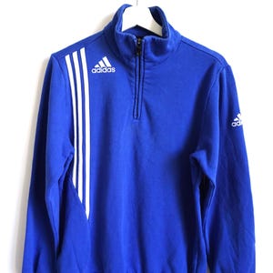 Vintage Adidas Sweater / Men&#39;s / Women&#39;s / Medium / M / Tracksuit / Track Top Sweatshirt, Activewear Sportswear Blue Jumper, Zipper on front