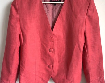 Blazer da donna vintage anni '90 / Rosa rustico / Giacca / Capispalla / Lino / Medio / M / Abito / Corto / Raccolto / Elegante