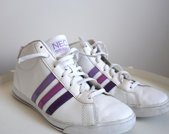 Vintage Adidas Neo High Top Sneakers, Schwarze Trefoil Schuhe (UK 6.5 / US 8)