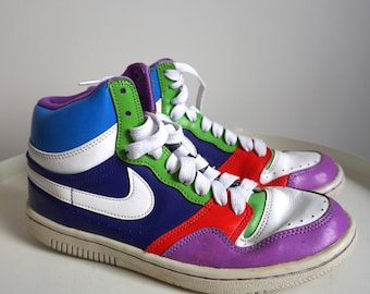 Botas Nike de cuero vintage / Zapatillas altas / Calzado talla UK 4.5 / EUR 38 / US 7 / Zapatillas de baloncesto con lazo / Joggers / Zapatillas deportivas / Balón / Correr