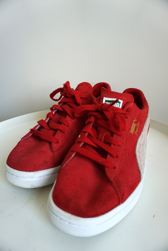 Vintage PUMA sneakers van suede schoenen Court Star UK 8 Eur 42 US 9 heren sneakers stropdas rood Etsy Nederland