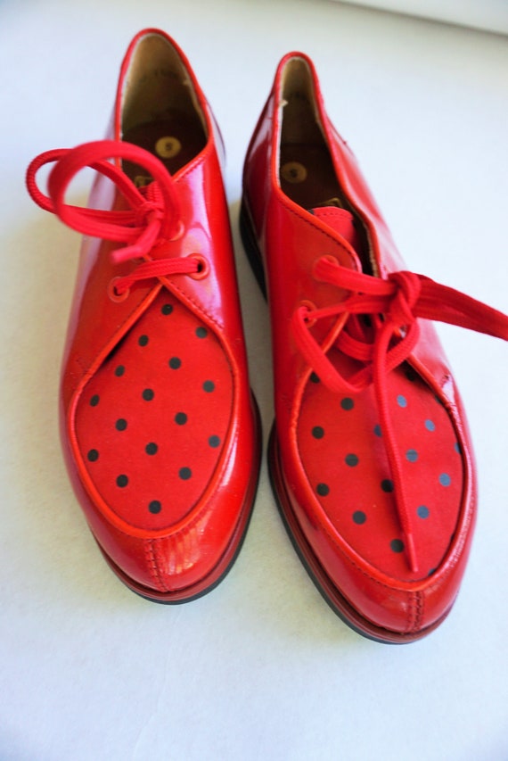 Vintage Platform shoes / Loafers / Red / Oxford /
