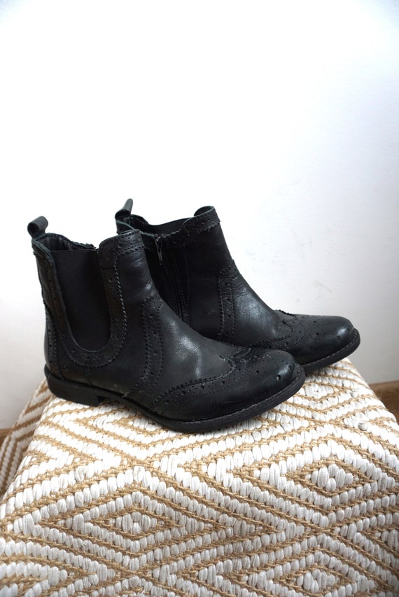 Vintage Western Cowboy Boots / Black Genuine Leat… - image 2