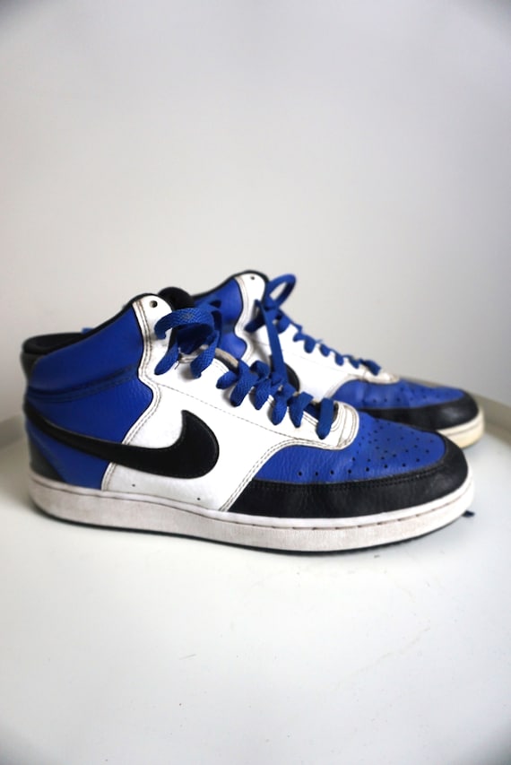Vintage Nike Leather High Top Sneakers, Blue White Black, US  display picture 2