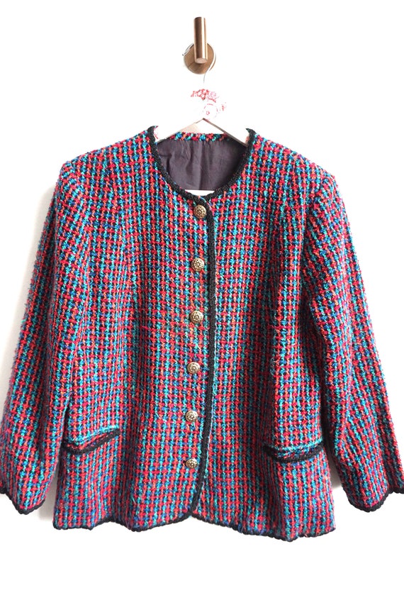 Vintage Women Blazer / Jacket Checked Check / Smo… - image 3