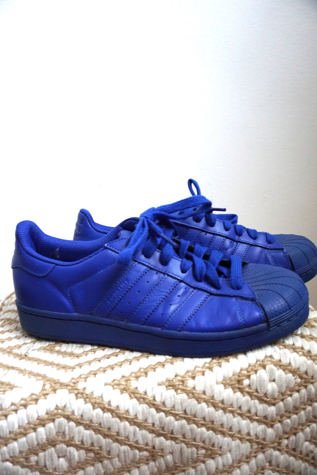 Vintage ADIDAS Blue Leather Sneakers / Boots / Shoes / Shoe / - Etsy