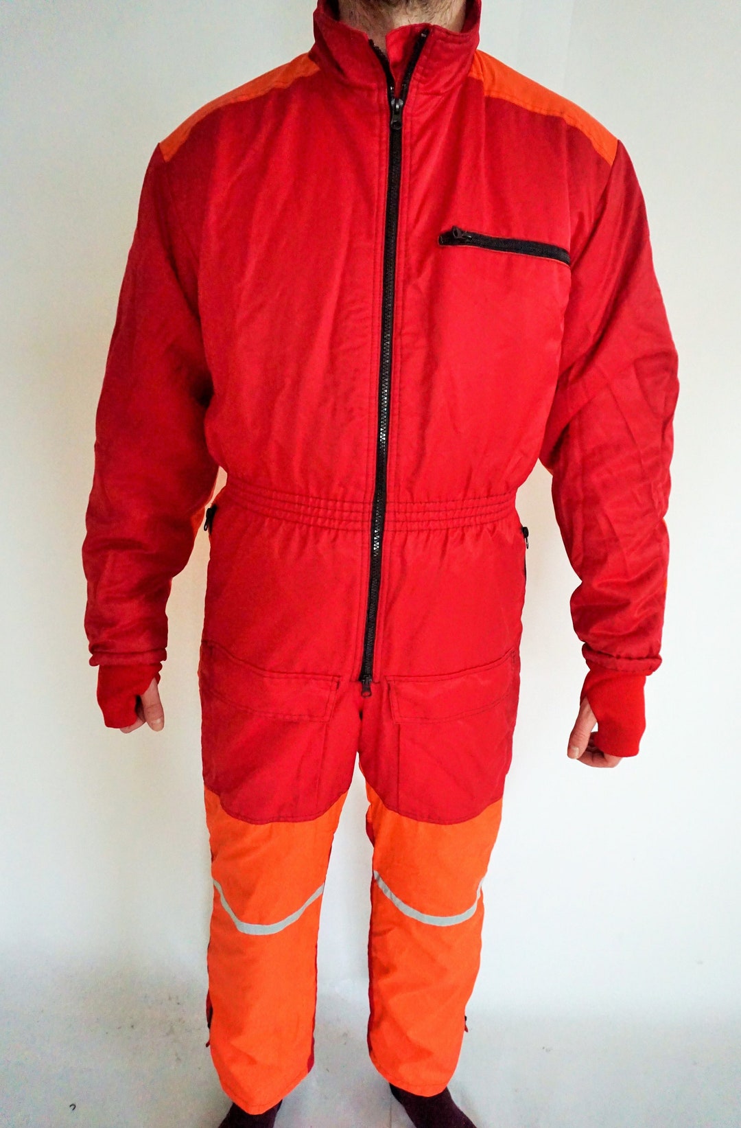 Vintage One Piece Skiing Suit / Lined / Ski Wear / Red / Skisuit ...