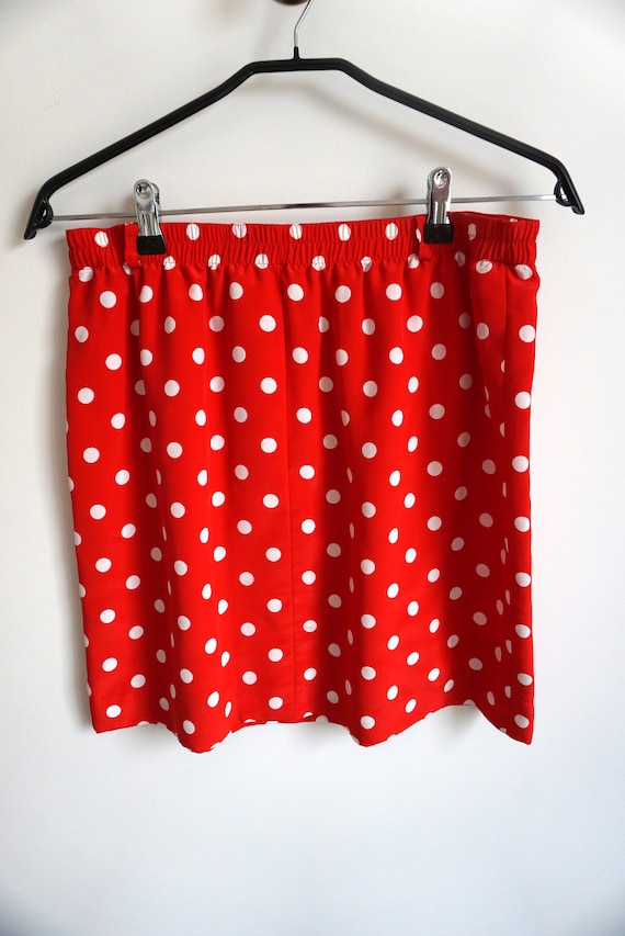 Vintage Summer Skirt Skirts High Waist High Waisted Abstract Polka Dot Mini 90s M L Sun Romantic Polka Dots Red Etsy Canada