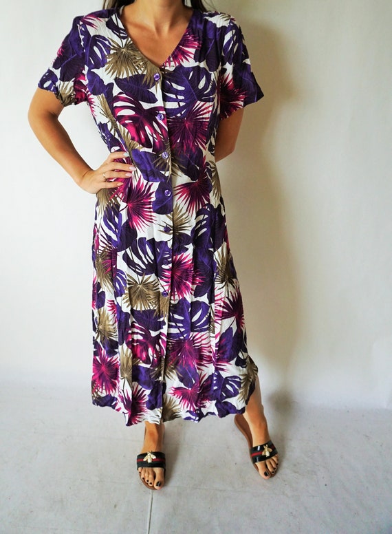 Vintage Summer Dress / Sarafan / Buttons down / Fl