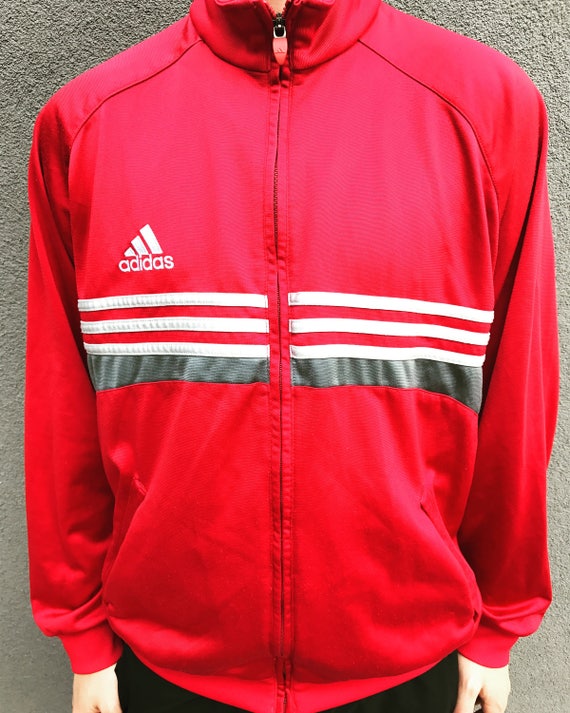 red adidas tracksuit top