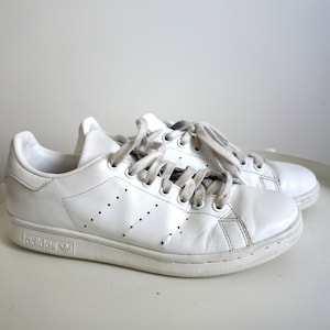 Vintage ADIDAS blanc baskets / bottes / chaussures / chaussures / 6 UK / 39 1/3 US / 8 US / logo trèfle / baskets à cravate / pantalon de jogging