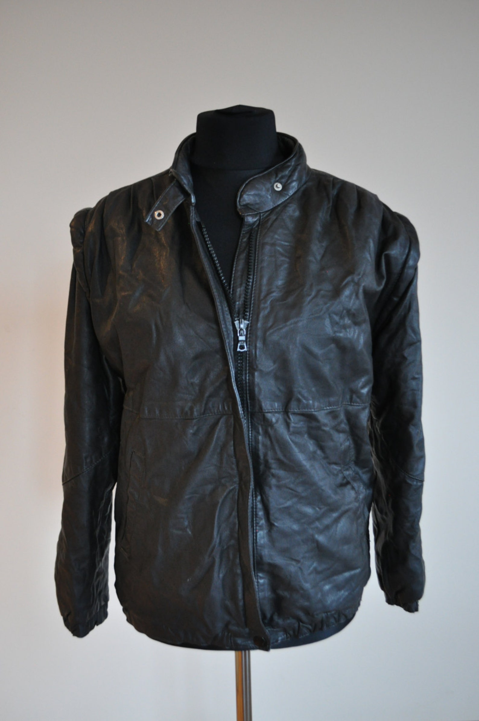 Vintage Leather Jacket / Black / 80's / Bomber Jacket / | Etsy