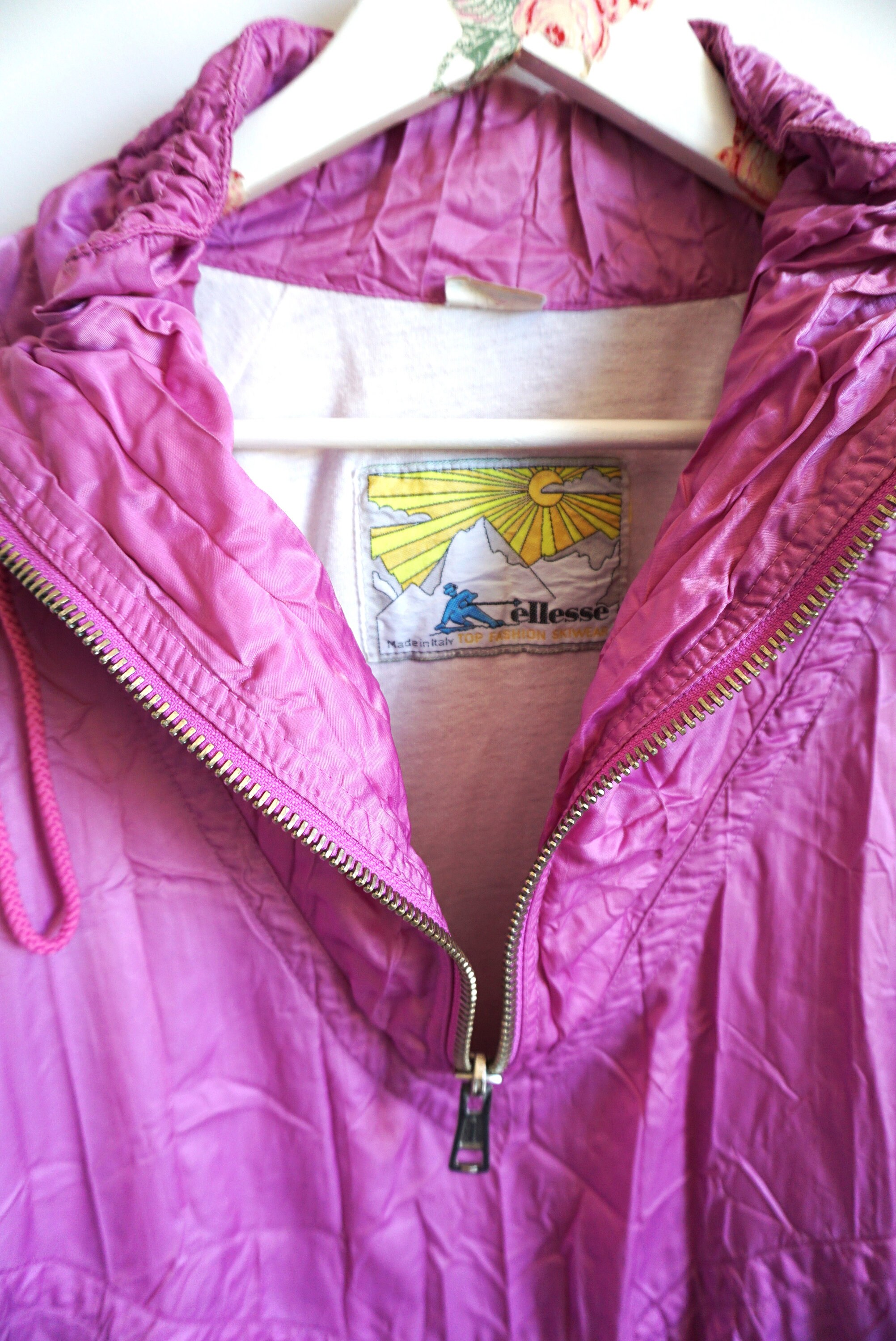 ellesse ピンク ストライプ ジャケット 165 Vintage 90s Ellesse Windbreaker Jacket: Pink & Purple Parachute