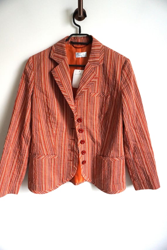 Vintage Women's Blazer Summer Jacket Outwear Orange