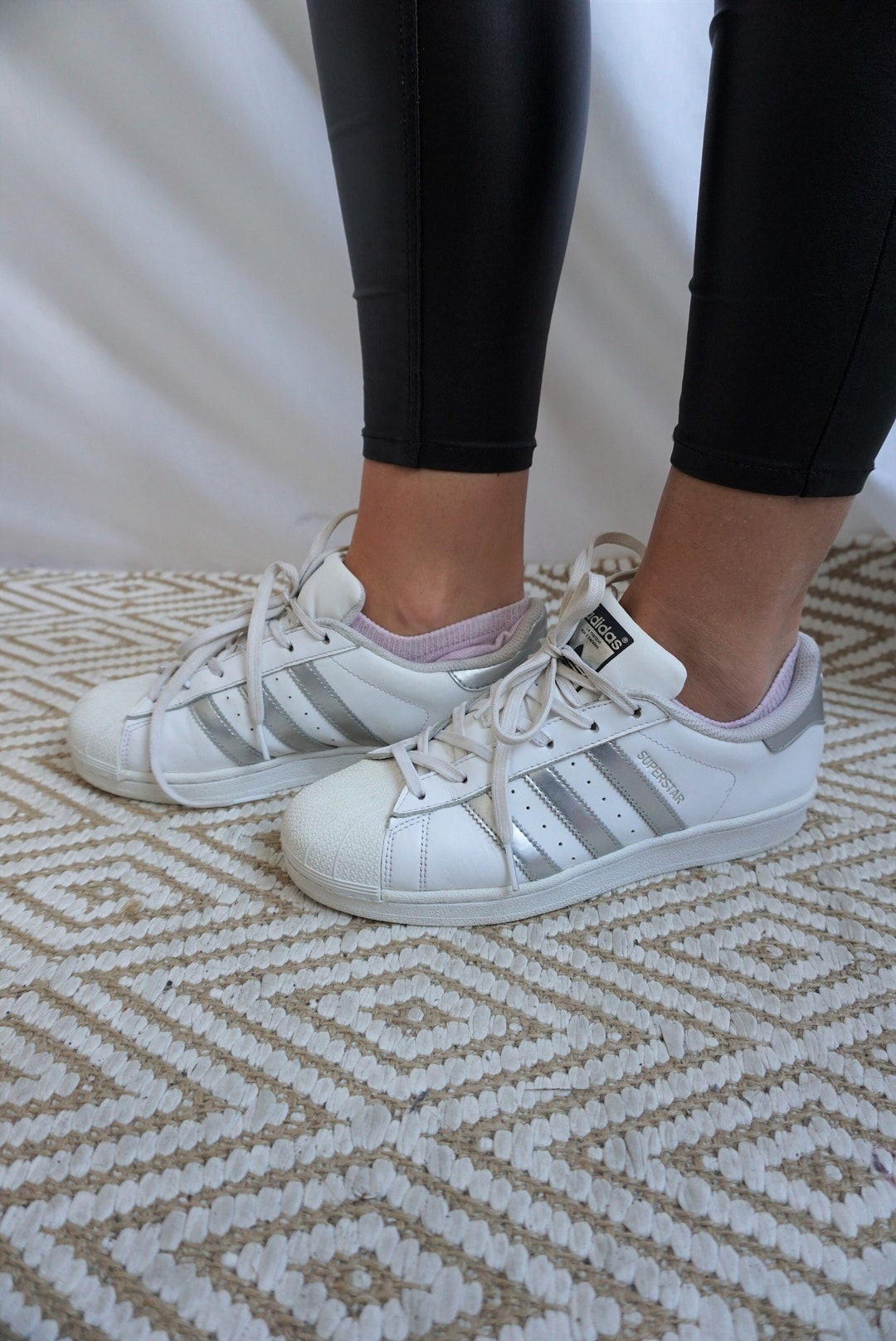 adidas superstar white with silver stripes