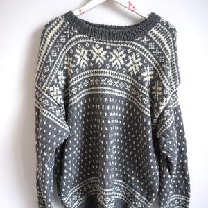 Vintage Norwegian Sweater / Norway wool / Women&#39;s / Men&#39;s / Large / XL / Nordic / Scandinavian / Pullover / Winter Jumper Gray Icelandic
