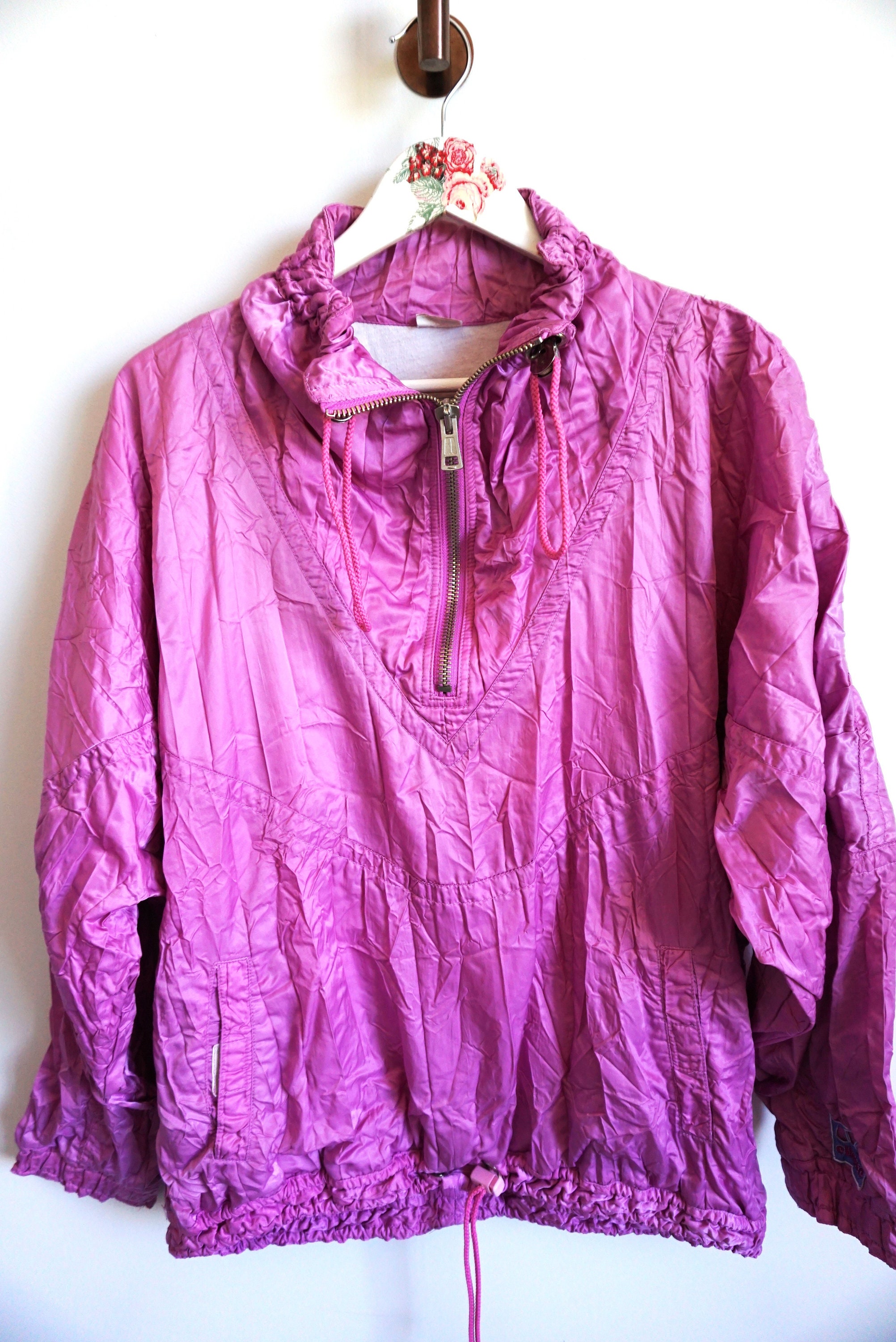 Vintage 90s Ellesse Windbreaker Jacket: Pink & Purple Parachute