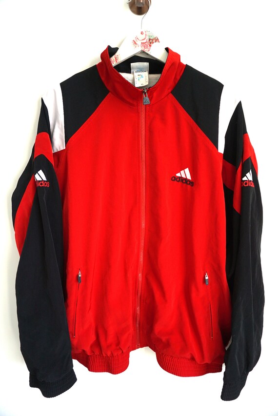 Vintage Adidas Jacket Unisex XL Large L Tracksuit Track Top Sweatshirt Activewear Sportswear Windbreaker Sweater Red Etsy